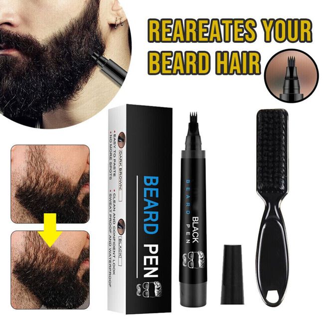 Waterproof Beard Filling Pen Kit Salon Hair Engraving Styling Eyebrow Brush Tool