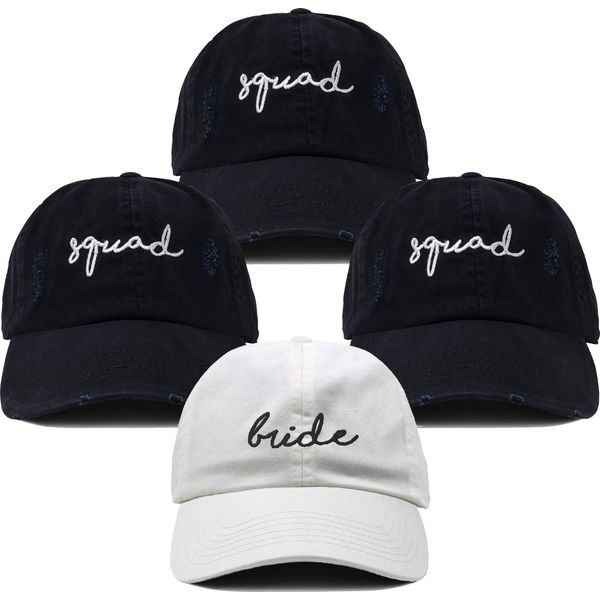 Funky Junque Bridal Baseball Cap - 1 Bride & 3 Squads - Jet Black