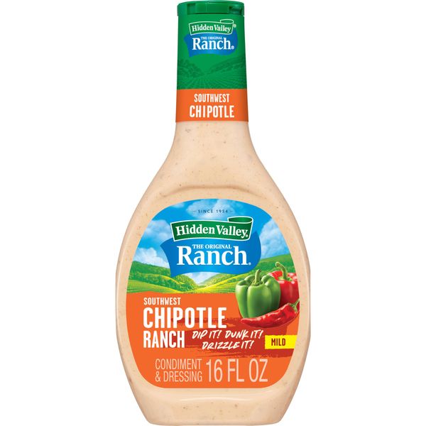 Hidden Valley Farmhouse Originals Southwest Chipotle Salad Dressing & Topping, Gluten Free - 16 Ounce Bottle (Package May Vary)