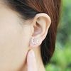 Sterling Silver Shiny Deer Head With Floral Antler Stud Earrings