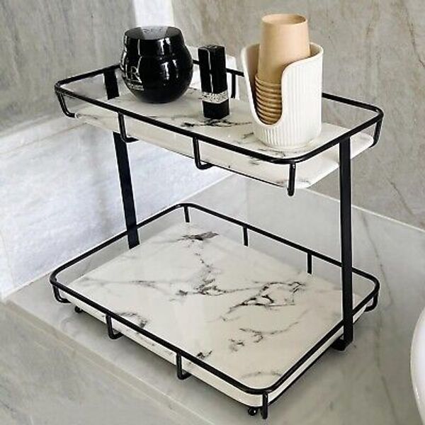 Acliys Bathroom Countertop Perfume, Makeup & Cosmetics Marble Ceramic Organizer