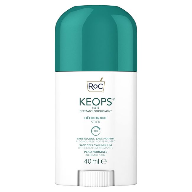 RoC - KEOPS Deodorant Stick - 24 Hours Efficacy - Free of Alcohol, Fragrance and Aluminium Salts - 40 ml