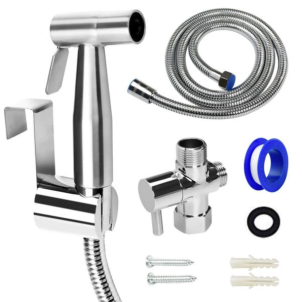 ORANGEHOME Bidet Sprayer for Toilet, Handheld Bidet Toilet Attachment Sprayer, Bathroom Sprayer Kit, Stainless Steel Baby Diaper Cloth Washer and Full Pressure Leakproof Pet Shower Sprayer