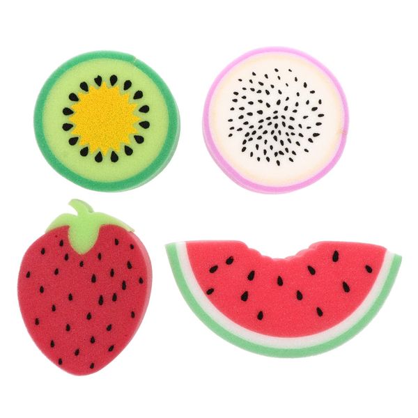 Minkissy Kids Bath Sponges Watermelon Strawberry Kiwi Dragon Fruit Shaped Shower Sponges Soft Pouf Loofahs Exfoliating Scrubbers