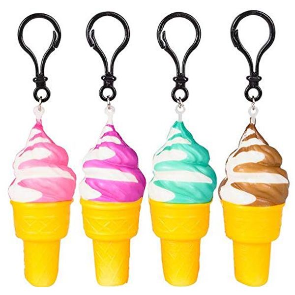 4 inches Squish Ice Cream Cone Clip On, Case of 6