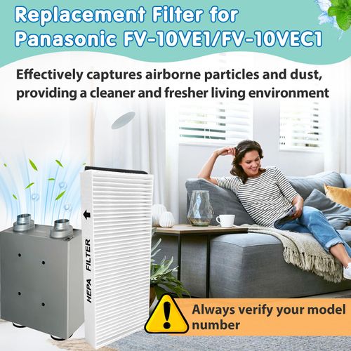 4 Pack Air Filter Replacement for Panasonic, Compatible with Panasonic Models FV10VE1, FV-10VE1, FV10VEC1, FV-10VEC1, Replaceable Air Filter Cartridge for Panasonic