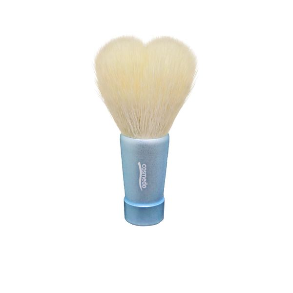 Kumano Brush Takumi no Cosmetic Brush, Heart-shaped, Facial Cleansing Brush, M Size, Total Length 3.1 inches (80 mm), Blue (Blue) (Tip: White/Handle: Blue) M: W/B