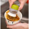 Soap Dispenser Palm Dish Scrub Brush with Storage Bracket and Drain Base - Green