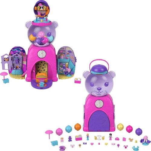 Polly Pocket Gumball Bear Playset, Travel Toy with 2 Micro Dolls and 26 Surprise Accessories