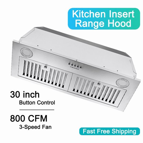 30 inch Kitchen Insert Range Hood 800CFM  Built-in Vent Stainless Steel 3-Speed