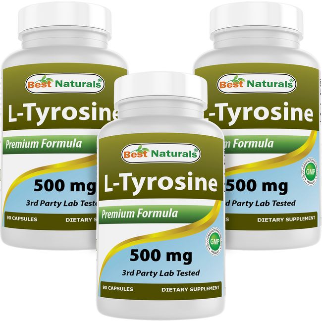 3 Pack Best Naturals L-Tyrosine 500 mg 90 Capsules