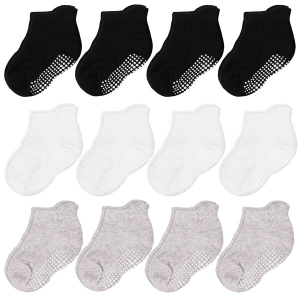 CozyWay Baby Non Slip Socks Baby Socks Toddler Socks With Grips Ankle for Infants Kids Little Girls Boys 6-12 Months