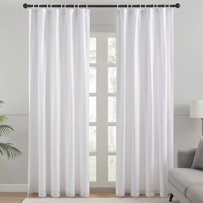 Topfinel Lace Curtains, Non-See-through, Set of 2, Invisible from Outside, UV Protection, Stylish, Heat Shield, Blackout, Mirror Lace Curtain, Silky, Soft Texture, White, Width 39.4 x Length 43.3 inches (100 cm) x Length 43.3 inches (110 cm)