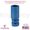 10x Dental Fixture Analog 5.0mm WP Blue Compatible Nobel Replace Select