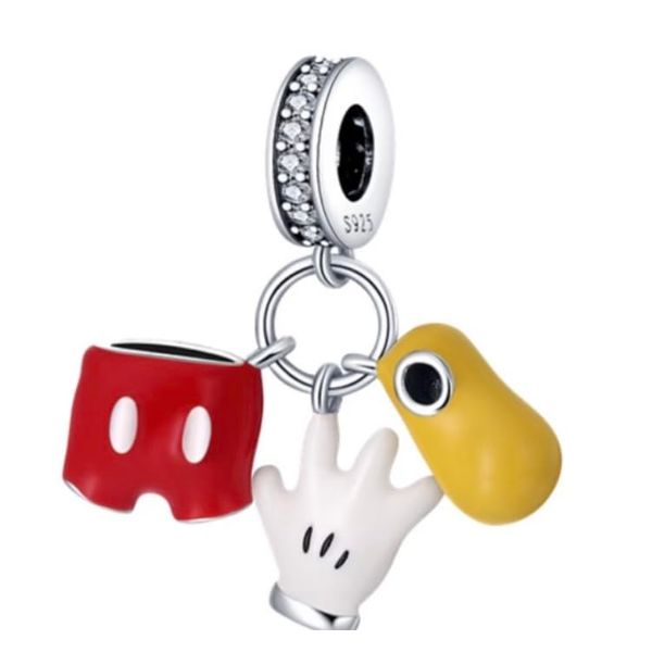 Mickey hand shorts and shoe dangle charm. Compatible with Pandora and other similar sized charm bracelets