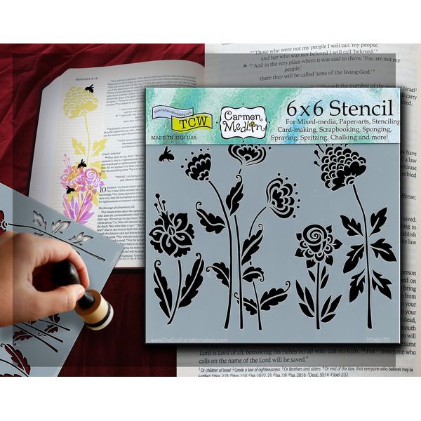Bible Journaling Stencil - Flying Garden (6" X 6")