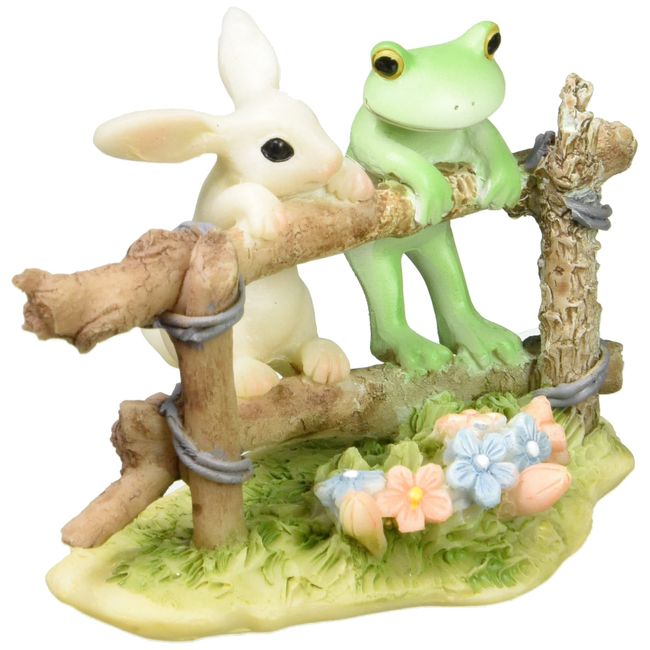 Daikai Copo 73733 Rabbit and Frog Chatting on Wooden Fence 3.3 x 5.2 x 5.4 cm