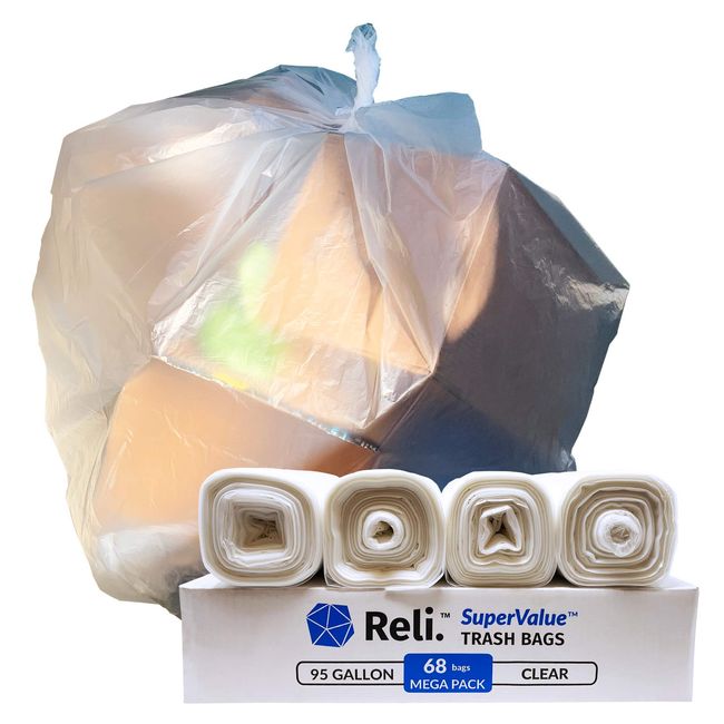 Reli. Supervalue 65 Gallon Recycling Bags | 50 Count | Blue Trash Bags