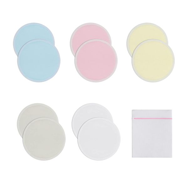 10 Pcs 12cm Washable Nursing Pads Organic Bamboo Fiber Skin Friendly Soft Breathable Nursing Pads for Nursing Maternity with 1 Pcs Laundry Bag