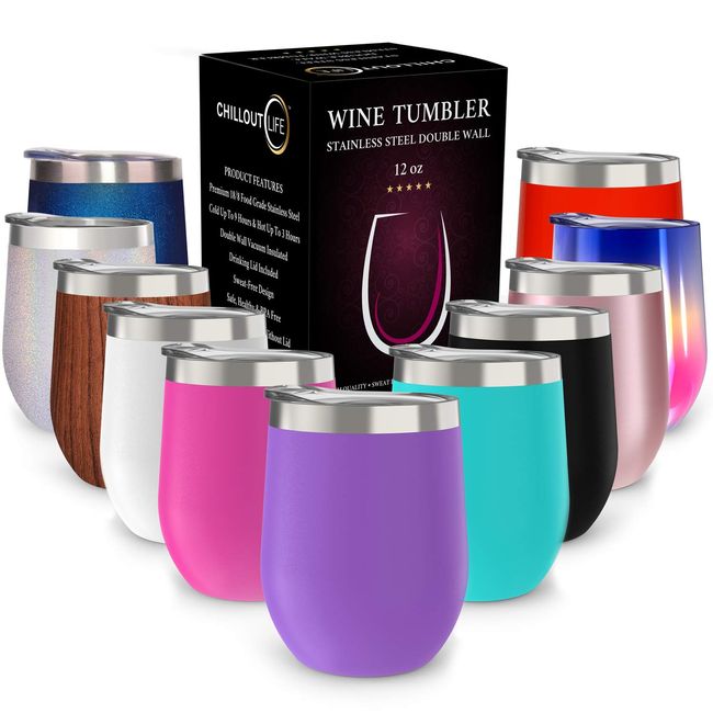 12oz Coffee Mug With Handle Stainless Steel Wine Tumblers Double