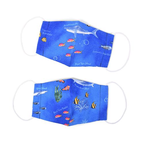 N5324502 Mask for Kids, Girls, Set of 2, Washable, 3D Cloth, Antibacterial, Small, Blue Lagoon, Colorful Candy Style