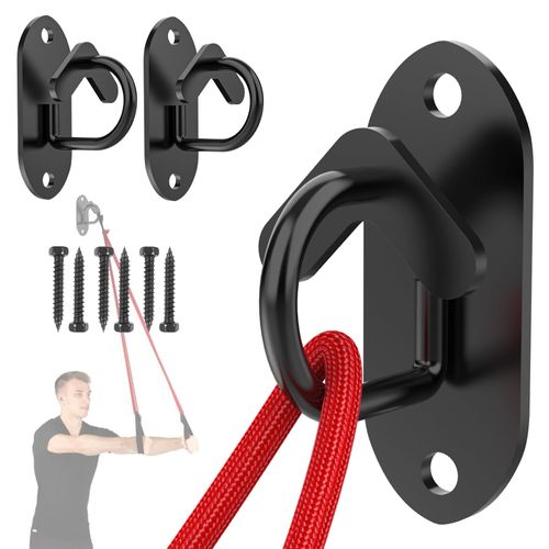 Resistance Band Wall Anchors System, Wall Mount Workout Anchors for Exercise Bands, Space-Saving Home Gym Wall Hooks for Different Levels Strength Training, Fitness, Physical Therapy, 3 Pcs (Black)