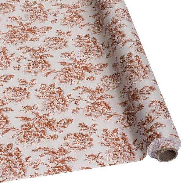 DéVa Wachstuchtischdecke Rosen weiß braun in 1,4m Breite (Meterware) - PVC Wachstuch - Outdoor und Indoor Tischdecke