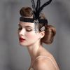 VIKSAUN 2 Pieces 1920s Flapper Headband Accessories Set, Vintage Flapper Feather Headband, Black Long Gloves, Feather Headband, Costume Prom Wedding Carnival Party, 20s Hair Accessories (2 Pieces)