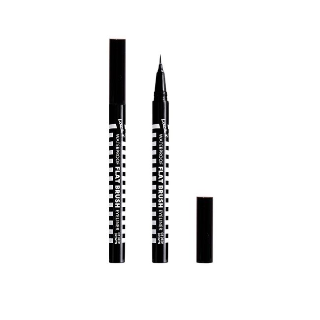 Rock Color Lock It Waterproof Flat Brush Eyeliner 0.8g, No. 1 Deep Black, 1ea