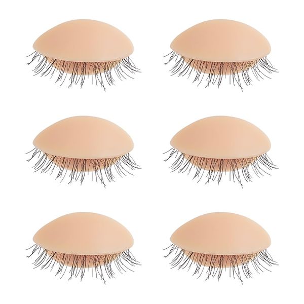 AHANDMAKER 6 Pairs Replacement Eyelids for Mannequin Head, Removable Realistic Eyelids with Eyelash, Makeup Practice Eyelids for Eyelash Extension, Mannequin Head Eyelids for Eyelash Training Practice