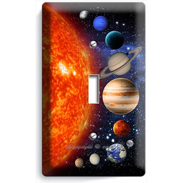 SOLAR SYSTEM SPACE PLANETS MOON STARS SINGLE LIGHT SWITCH PLATE COVER ROOM DECOR