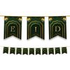 Happy Eid Mubarak Bunting Party Flags - Eid Decorations - Decor Banner Partyware - (Green Gold Lanterns)
