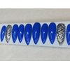 Royal Blue & silver crystals Bling press on nails stiletto diamond full set
