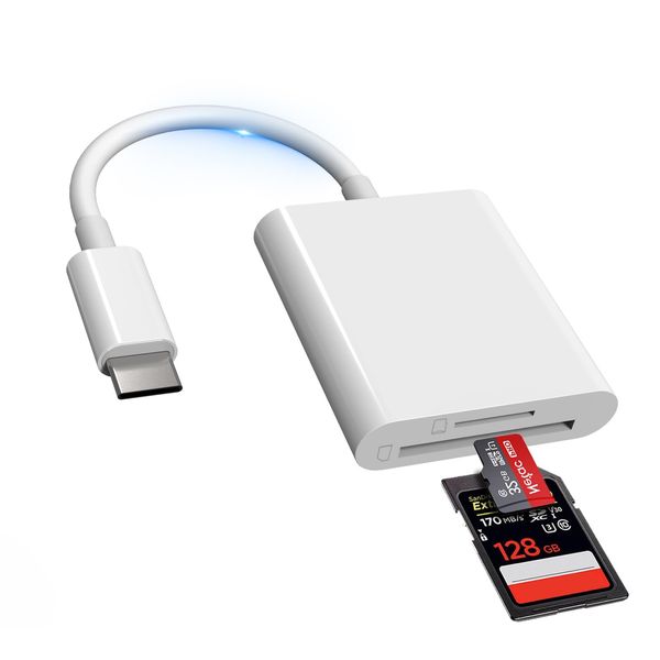 [2023 New Model] Type-C USB Converter, SD Card Reader, 2 in 1 SD TF Camera Adapter, Memory Card Reader, OTG Function, High Speed Two-Way Data Transfer, No Settings Required, Import