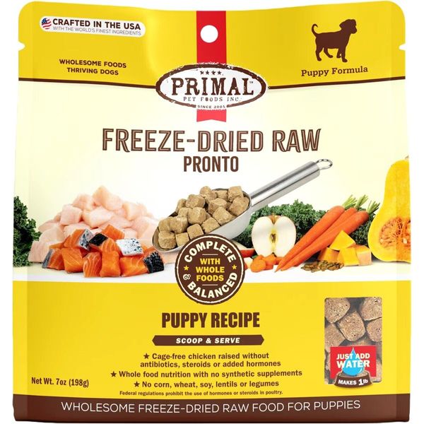 7oz Primal Freeze Dried Raw Pronto Dog Food PUPPY (Chicken & Salmon) Recipe