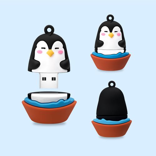 BORLTER CLAMP 32GB USB Stick Cute Flash Drive Penguin Shaped Memory Stick Novelty USB Drive Pendrive Thumb Drive Gift for External Data Storage