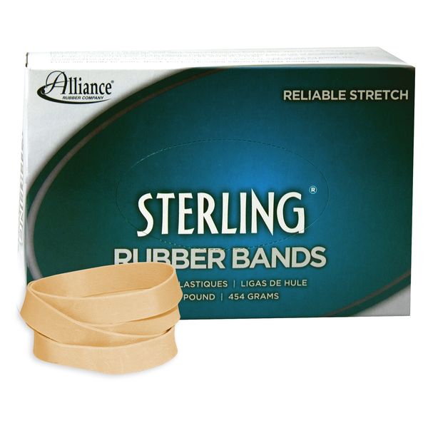 Alliance Rubber 24945 Sterling Rubber Bands Size #94, 1 lb Box Contains Approx. 140 Bands (3 1/2" x 3/4", Natural Crepe),Beige