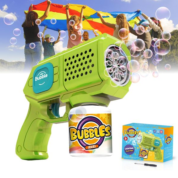 Automatic Bubble Machine Panacare Bubble Gun for kids/pets.Bubble blower with Rich bubbles 10000+ per minutes with light.Automatic Bubble Makers Toy for Boys/Girls/Wedding Scene (Green)