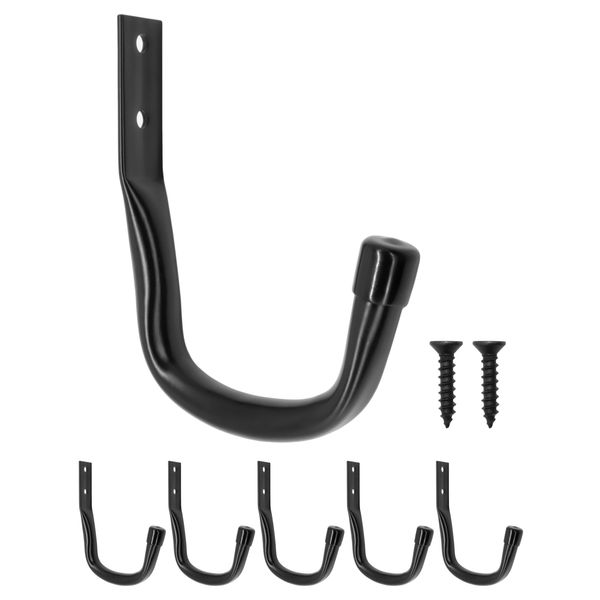 Fuxxer 5x Solid Iron Hooks Wall Hooks Garage Workshop Warehouse 117x87mm Black