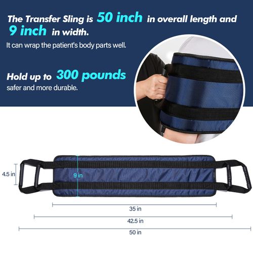 Transfer Nursing Sling for Patient,49.5'' Non-Slip Transfer Belts for Lifting Seniors,Gait Belts Transfer Belts for Seniors,Mobility Standing and Lifting Aid for Disabled, Elderly, Injured Pet