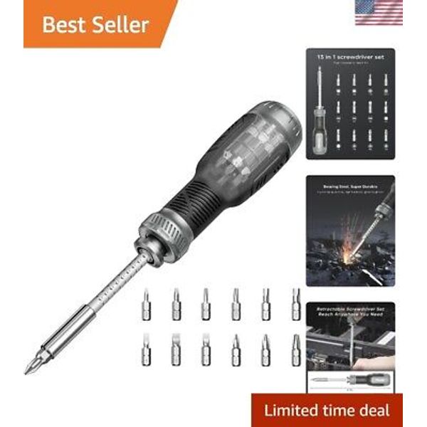 13-in-1 Multi-Bit Screwdriver Set – Durable Tool with Flat, Philips, Torx Bits