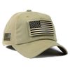 USA American Flag Hat Khaki Detachable Patch Micro Mesh Tactical Cap