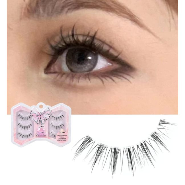 Dorisue Wide eyed finish false eyelashes flexible soft band lightweight eyelashes 3 pairs short eyelashes Q2