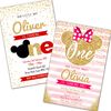 Mickey Minnie Invitations & Envelopes - Glitter theme (personalised) click customize for pricing