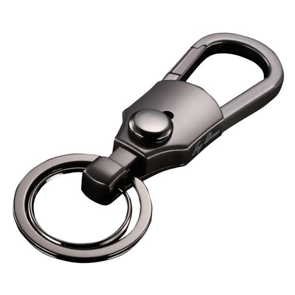 Joy Bonus Keychain, Car, Motorcycle, Carabiner, Hook, Double Ring, Keyring, Convenient, Smart, Simple, Design, Key Case, Metallic, Black