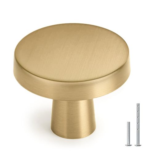 homdiy 5 Pack Champagne Bronze Cabinet Knobs Round Kitchen Handles Zinc Alloy Metal Hardware for Dresser Drawer Desk Cupboard