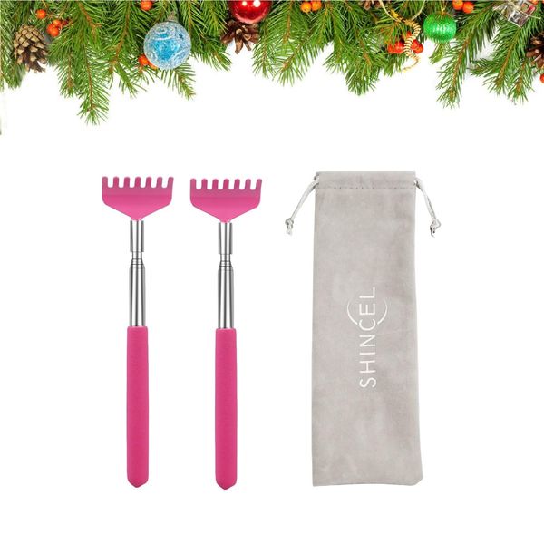 Gifts for Women,Mom Gifts from Daughter Son,Back Scratcher Extendable,Cool Stuff Gadgets Tools Gift Ideas for Her,Wife,Grandma,Coworker, Funny Gag White Elephant Gifts for Adults,Kids(Pink 2 Pack)