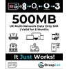 UK Multi-Network Data SIM Card | Automatically Selects the Strongest Network: EE, Three, O2, or Vodafone (500MB - 6 Months)