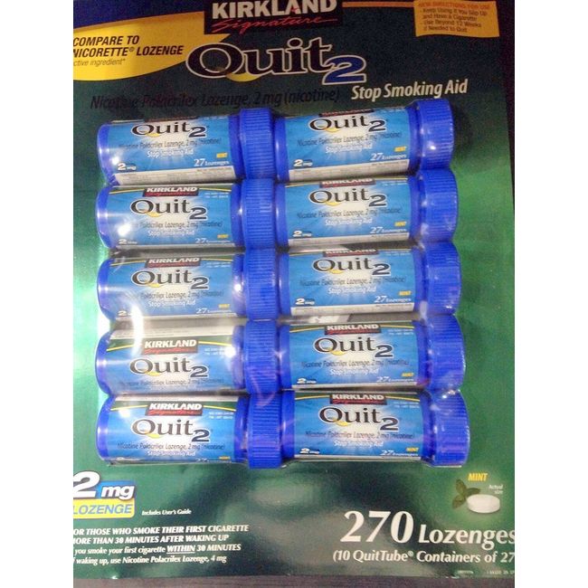 Kirkland Signature Quit2 2mg Lozenge Mint 270 Count.