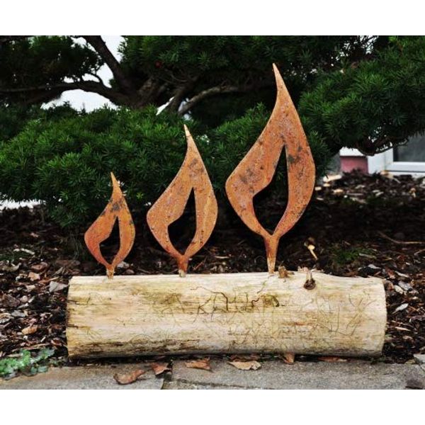 Edelrost Flamme für Baumstamm Kerzen Weihnachtsdeko (2) Höhe 16cm